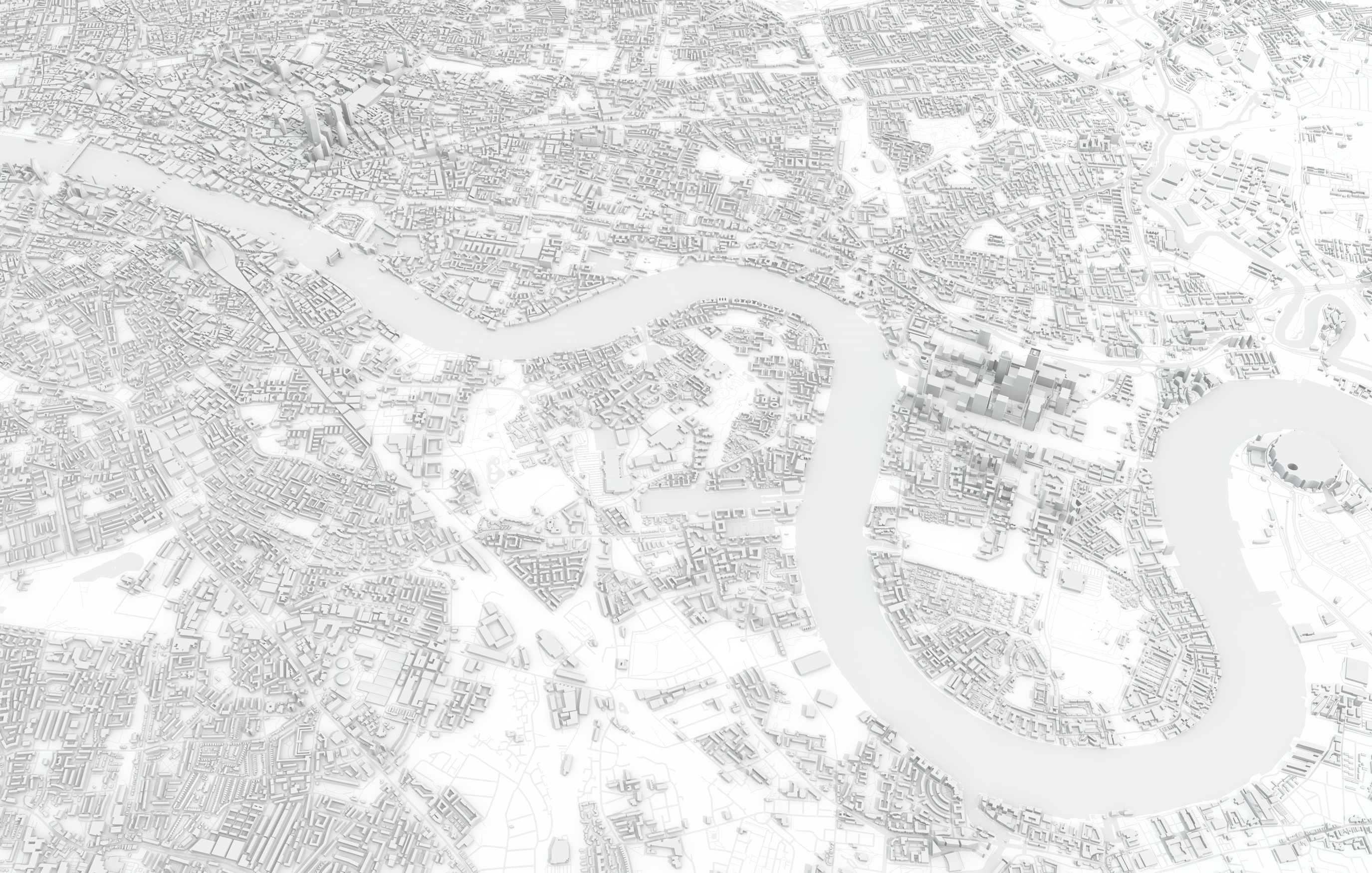 3D Rendering London City Map Aerial Satellite View